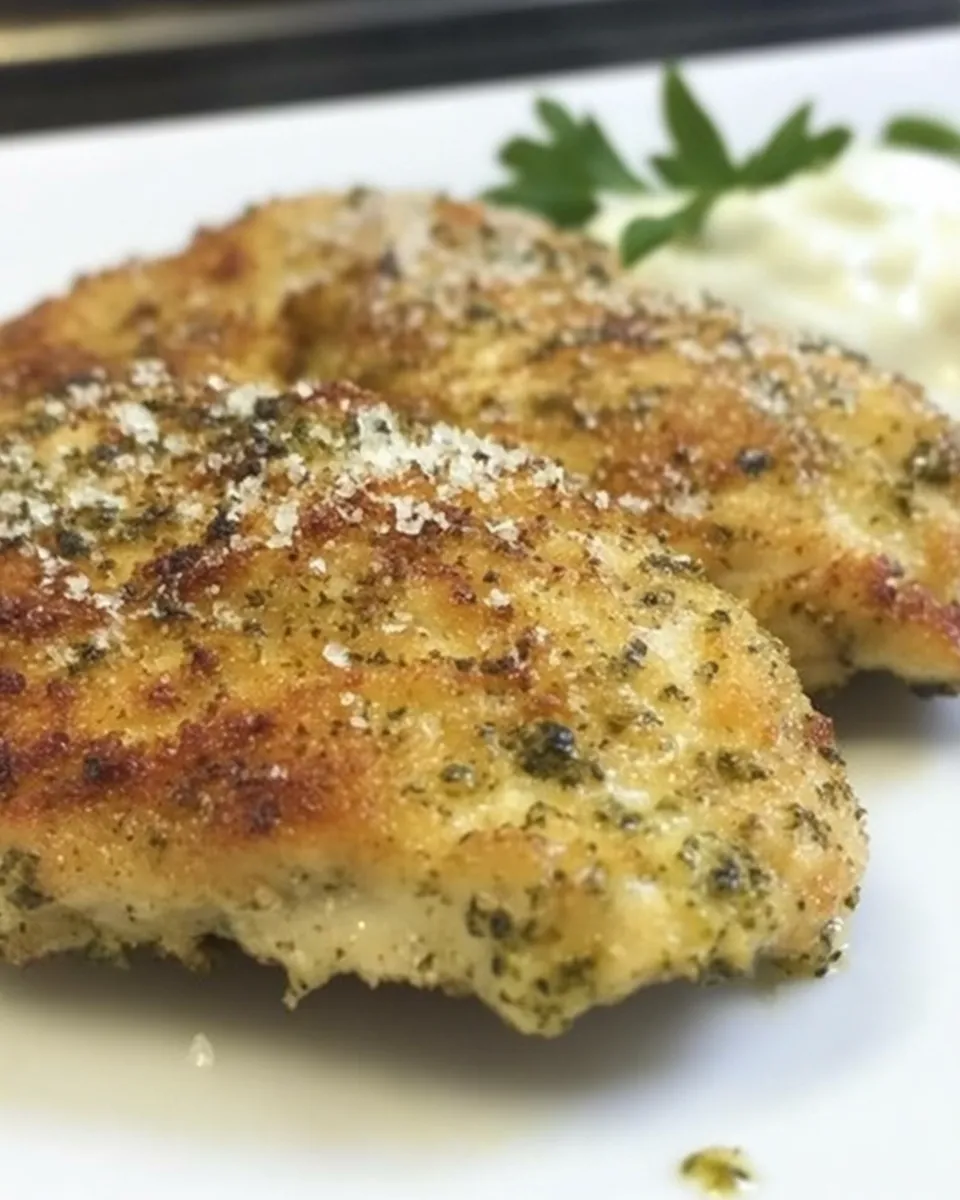 Homemade Pesto Pan-Fried Chicken photo