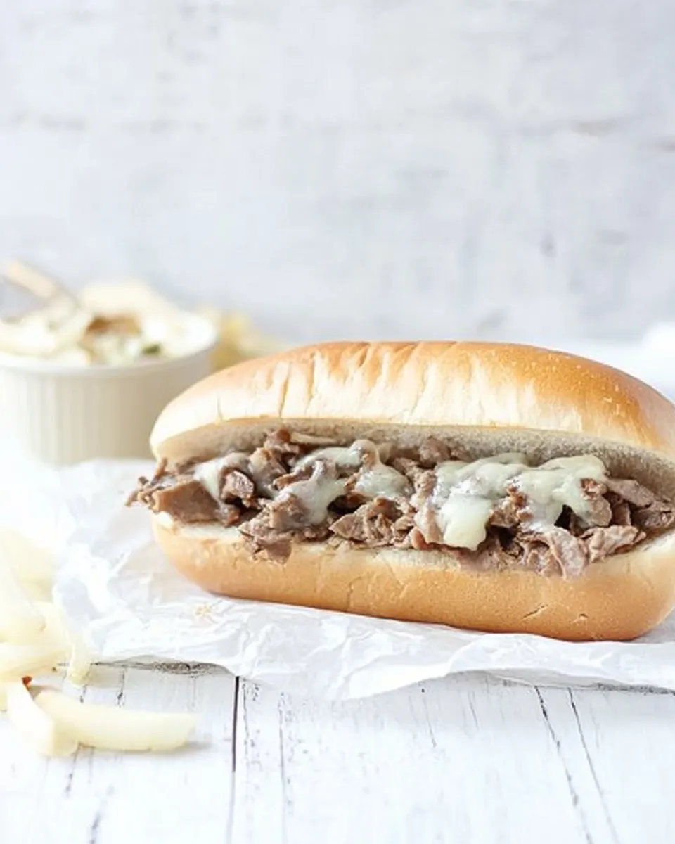 Delicious Philly Cheesesteak Sandwiches shot