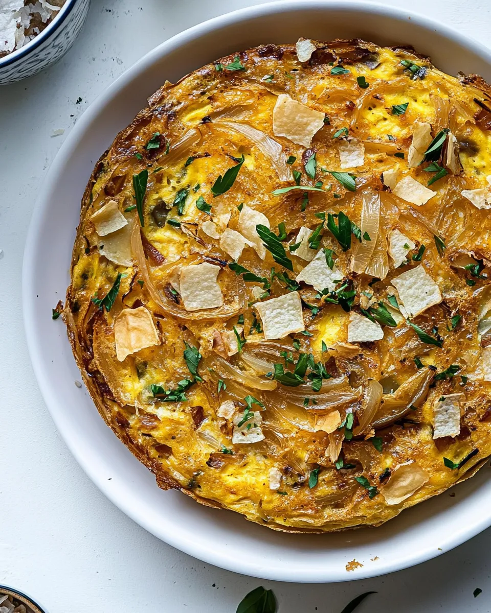 Ultimate Potato Chip Frittata with Caramelized Onions. dish image