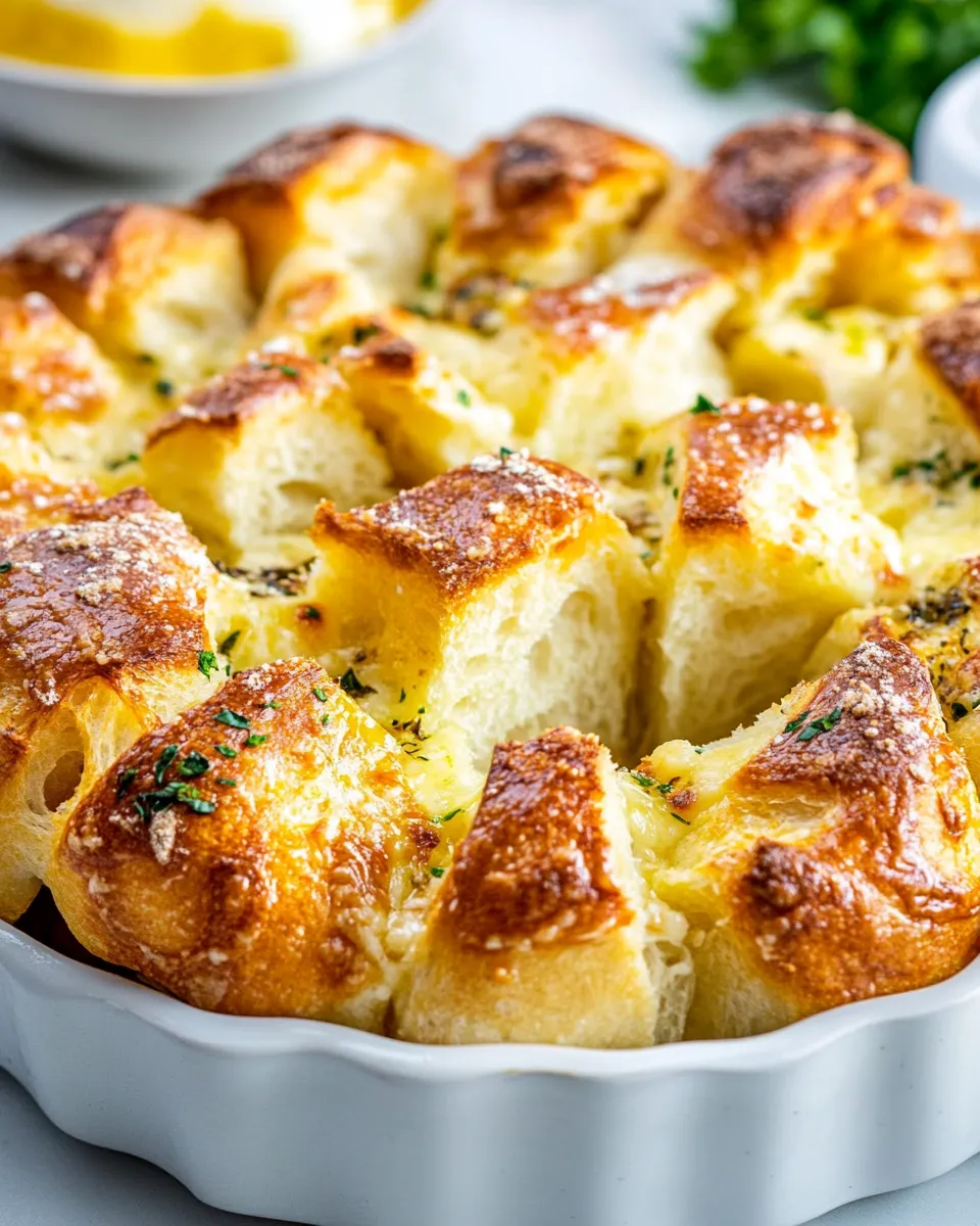 Delicious Pull Apart Bread Garlic Bread shot