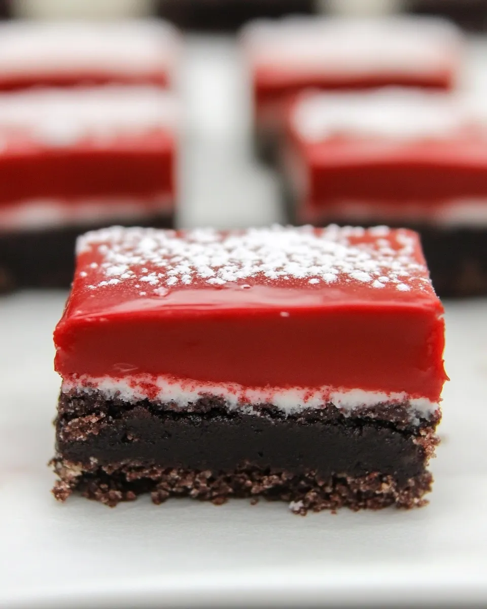 Delicious Red Velvet Nanaimo Bars shot