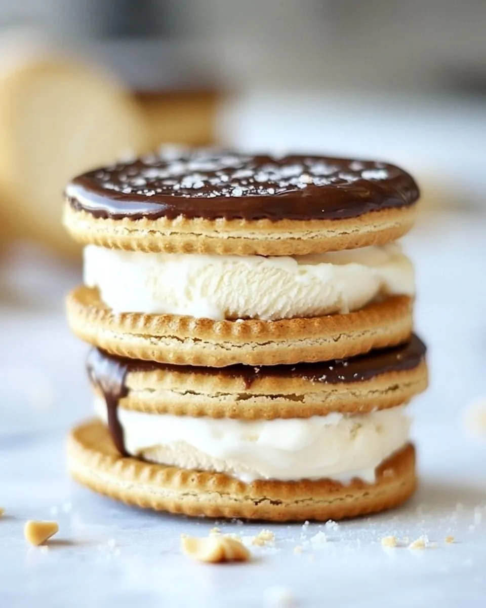 Delicious Ritz Cracker Chocolate Peanut Butter Ice Cream Sandwiches image