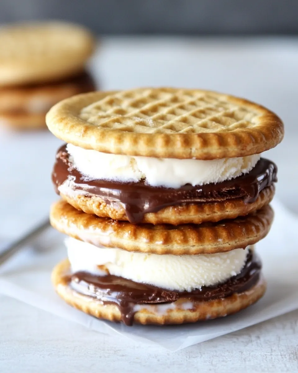 Easy Ritz Cracker Chocolate Peanut Butter Ice Cream Sandwiches recipe photo