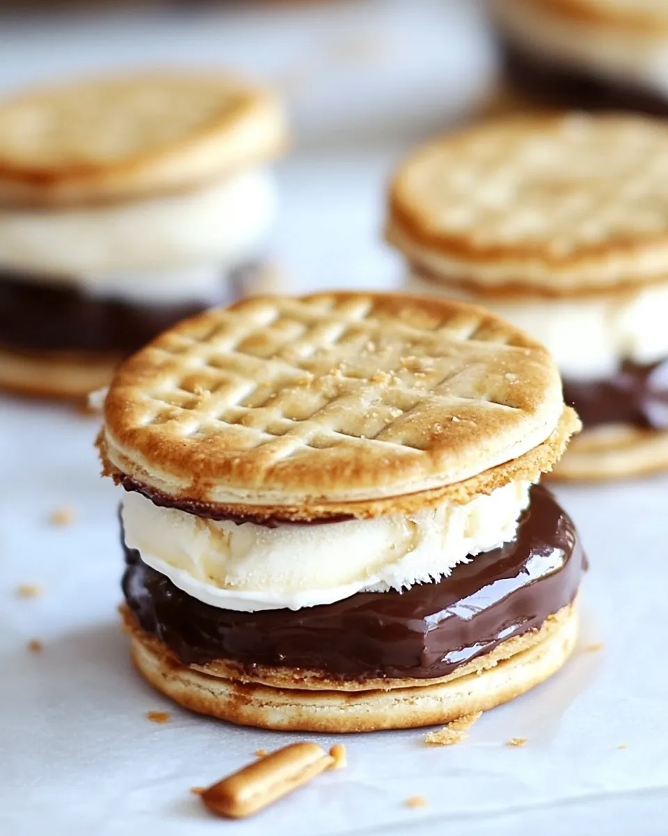 Tasty Ritz Cracker Chocolate Peanut Butter Ice Cream Sandwiches shot