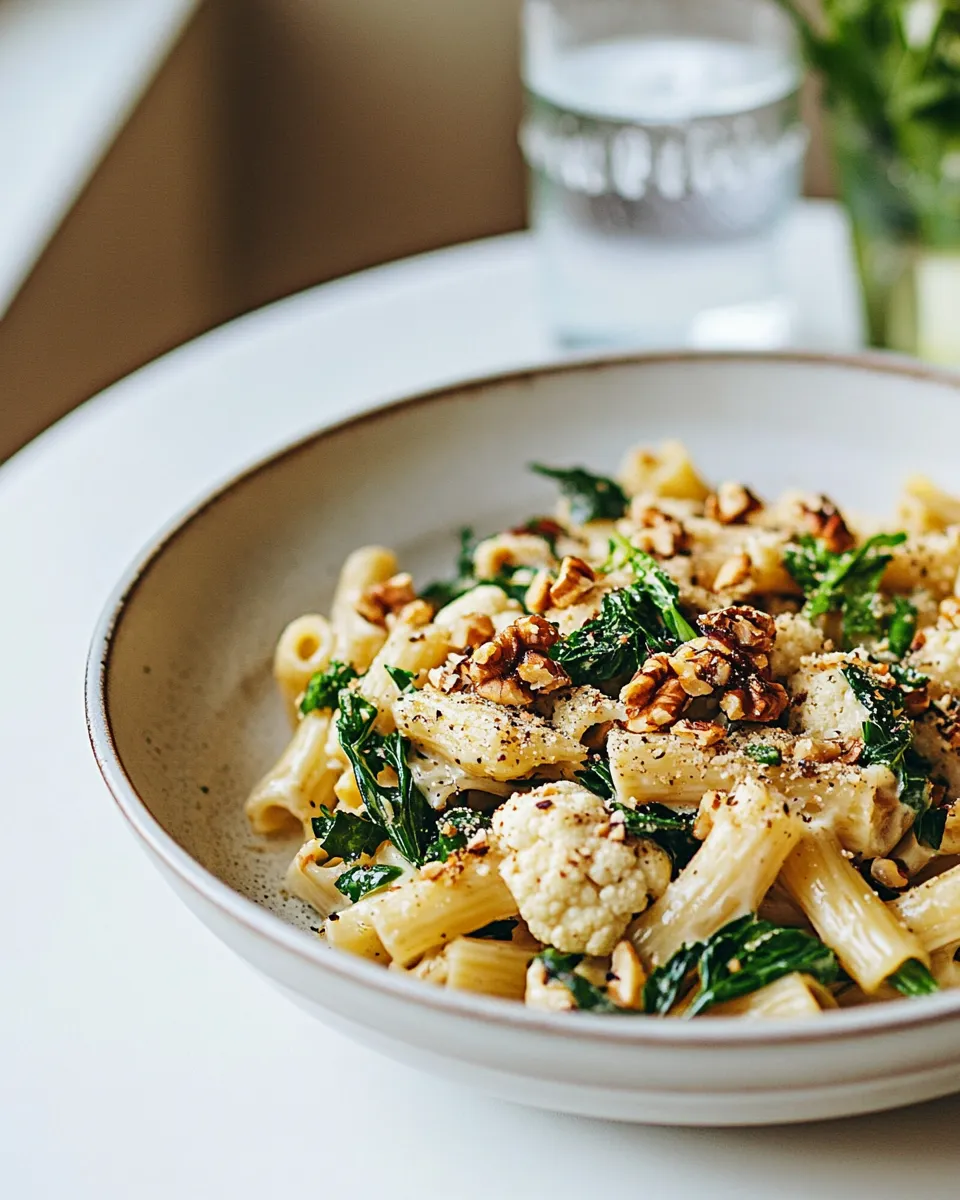 Healthy Roasted Garlic & Cauliflower Pasta with Walnuts recipe photo