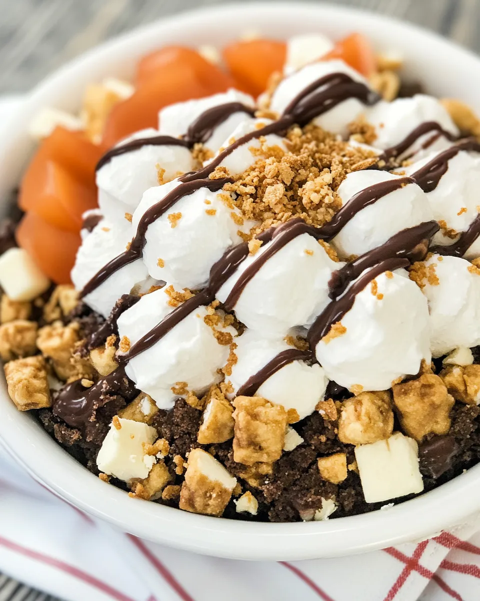 Delicious Rocky Road Cheesecake Salad shot