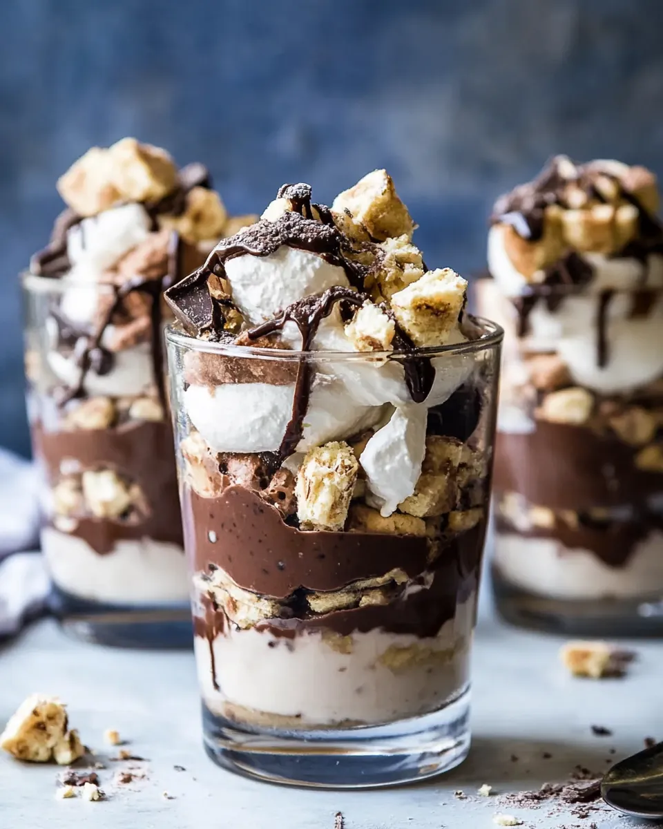 Sweet Rocky Road Pudding Parfaits. recipe image