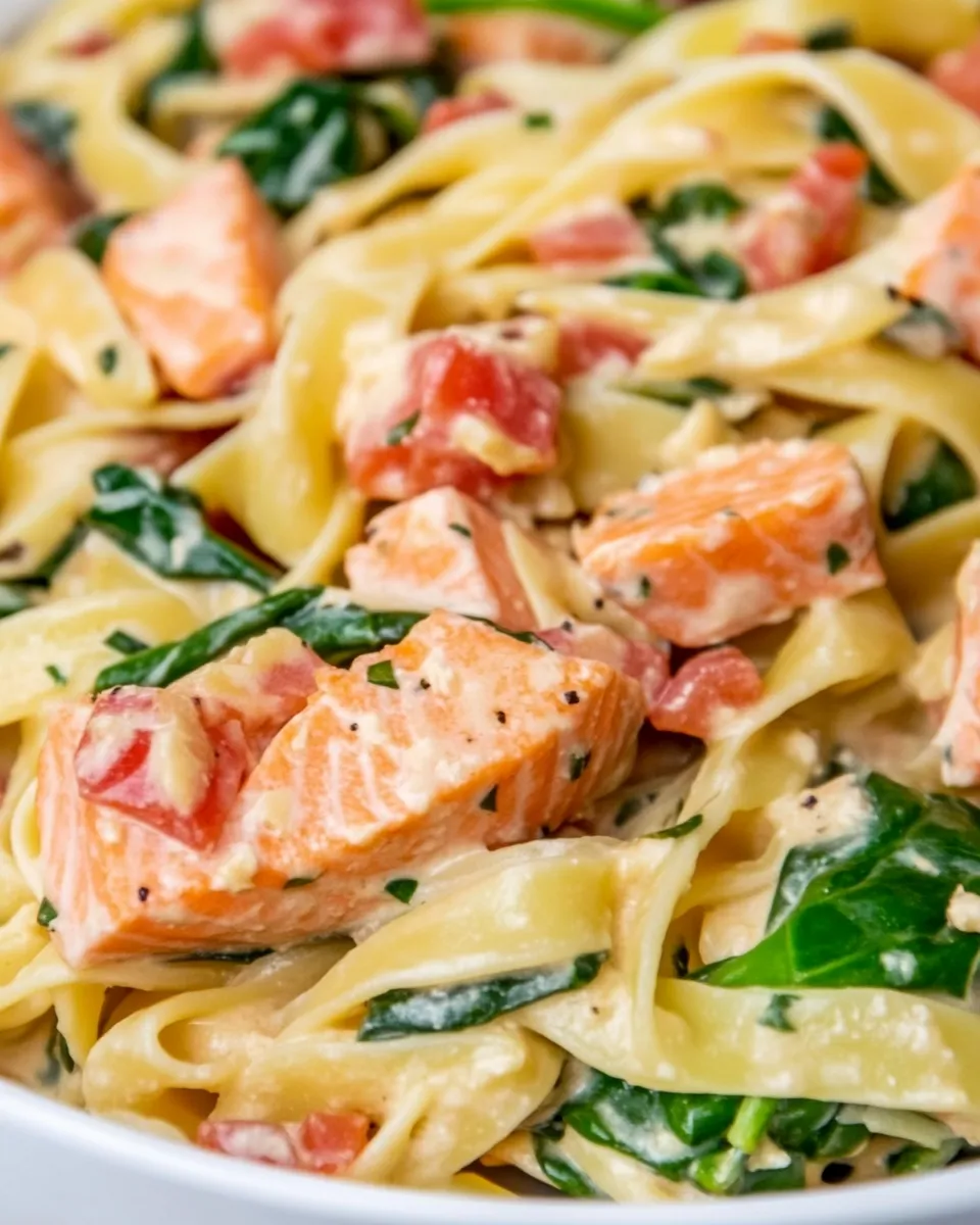 Classic Salmon Pasta with Spinach image