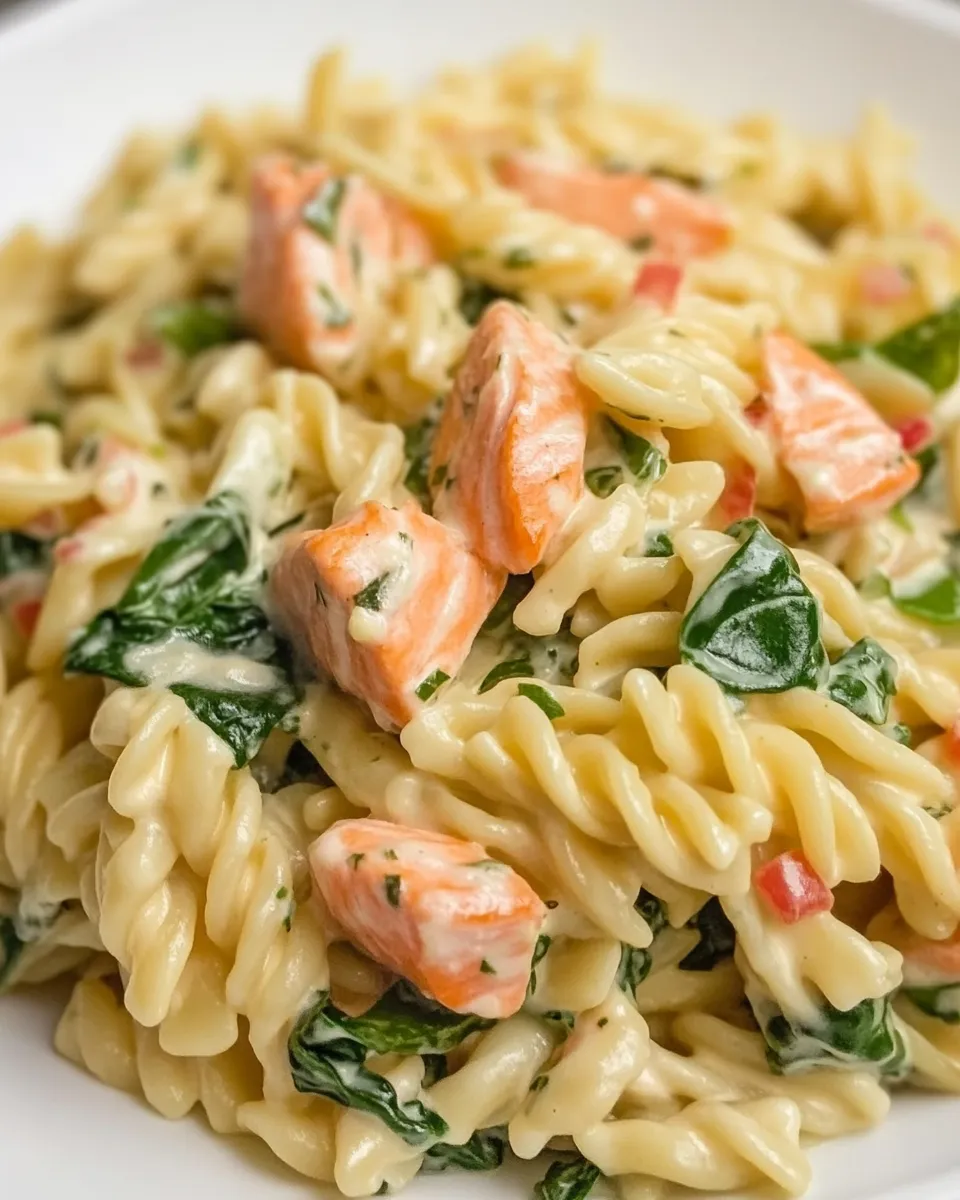 Easy Salmon Pasta with Spinach recipe photo