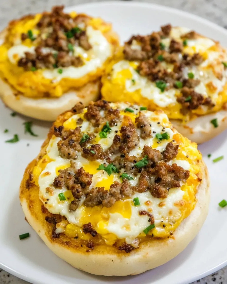 Delicious Sausage, Egg & Cheese Bagel Pizzas image