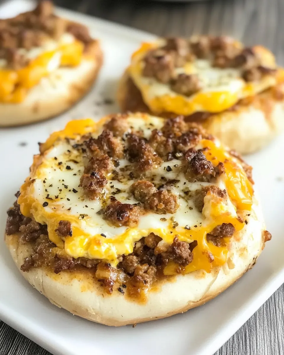 Quick Sausage, Egg & Cheese Bagel Pizzas shot