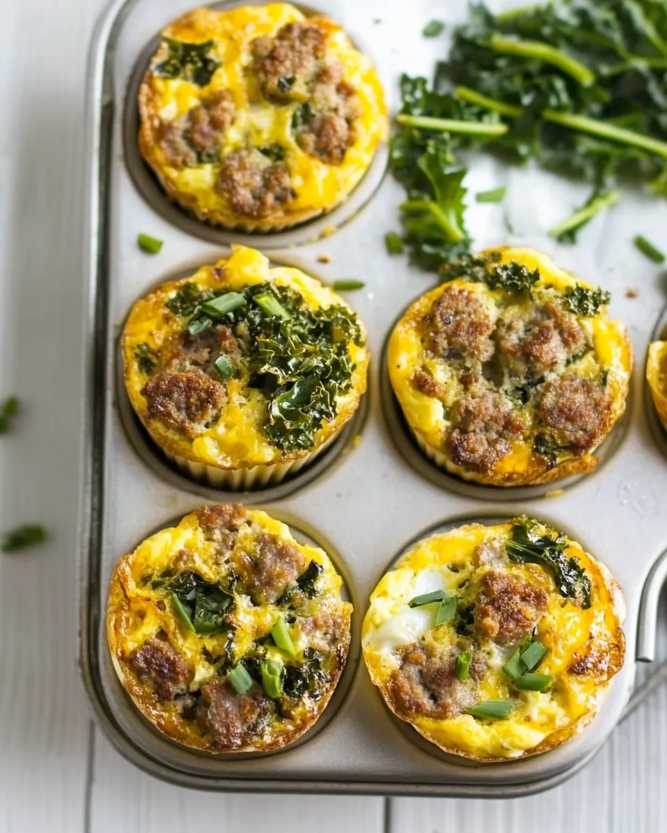 Delicious Sausage and Kale Make Ahead Egg Muffins image