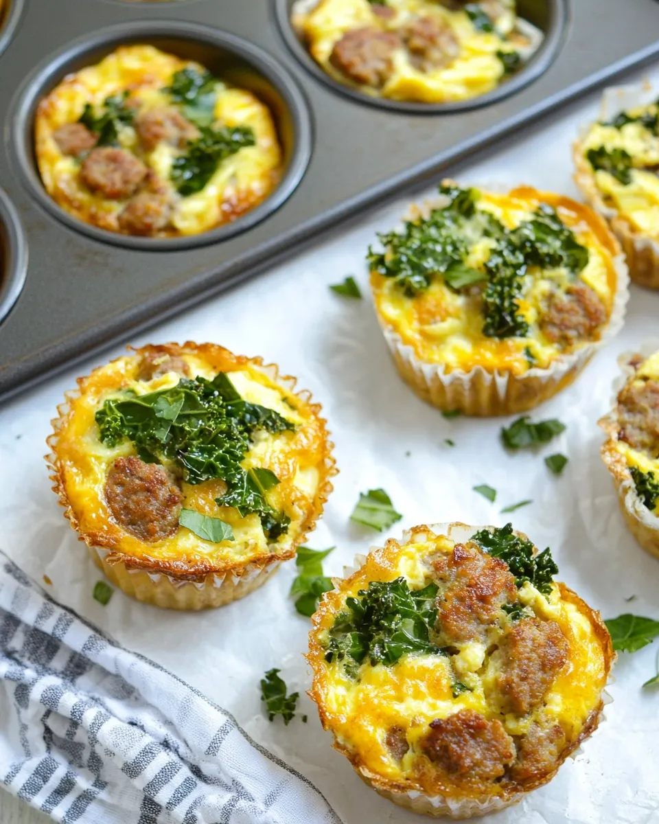 Healthy Sausage and Kale Make Ahead Egg Muffins shot