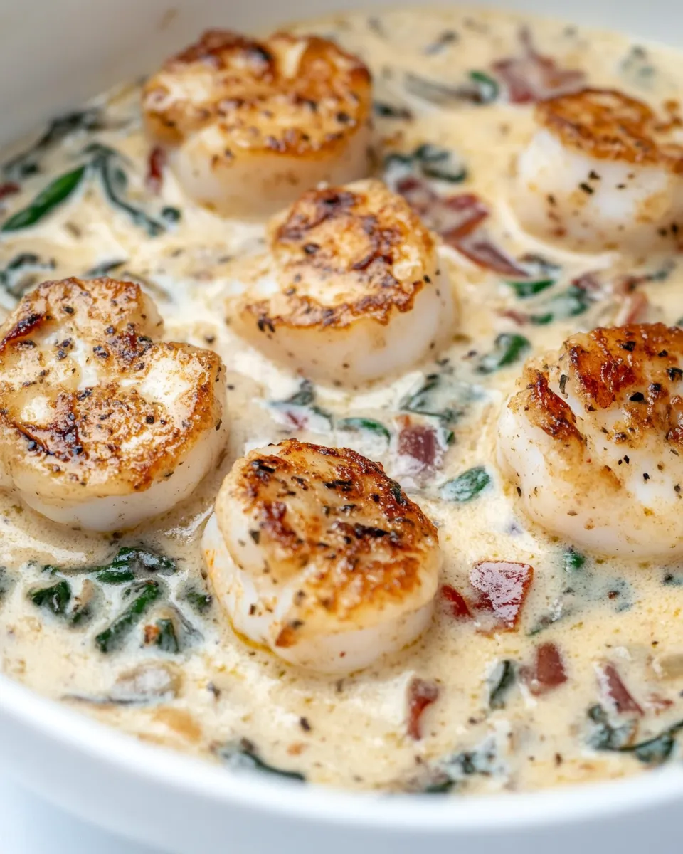 Delicious Scallops in Cream Sauce shot