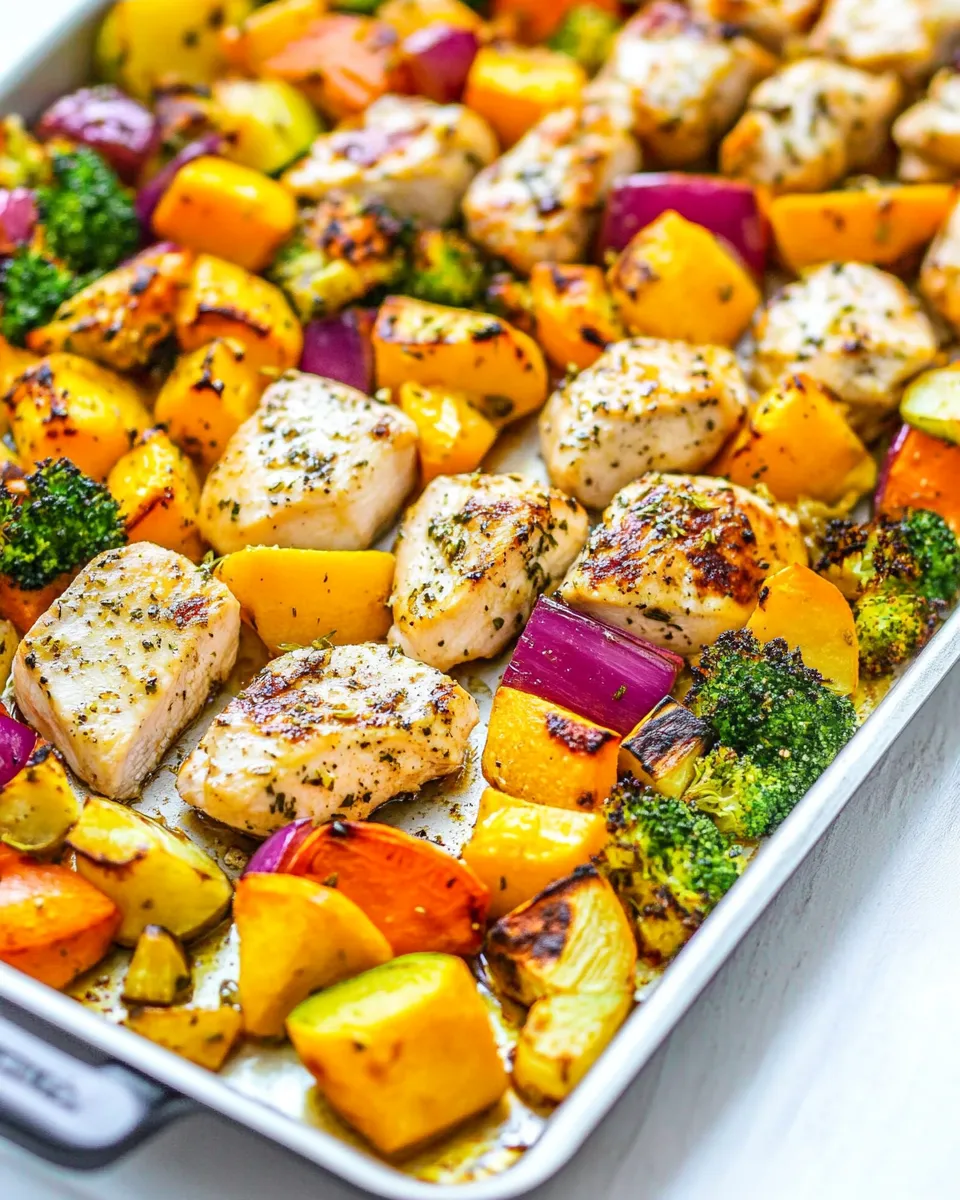 Quick Sheet Pan Skinny Lemon Pepper Chicken and Vegetables shot