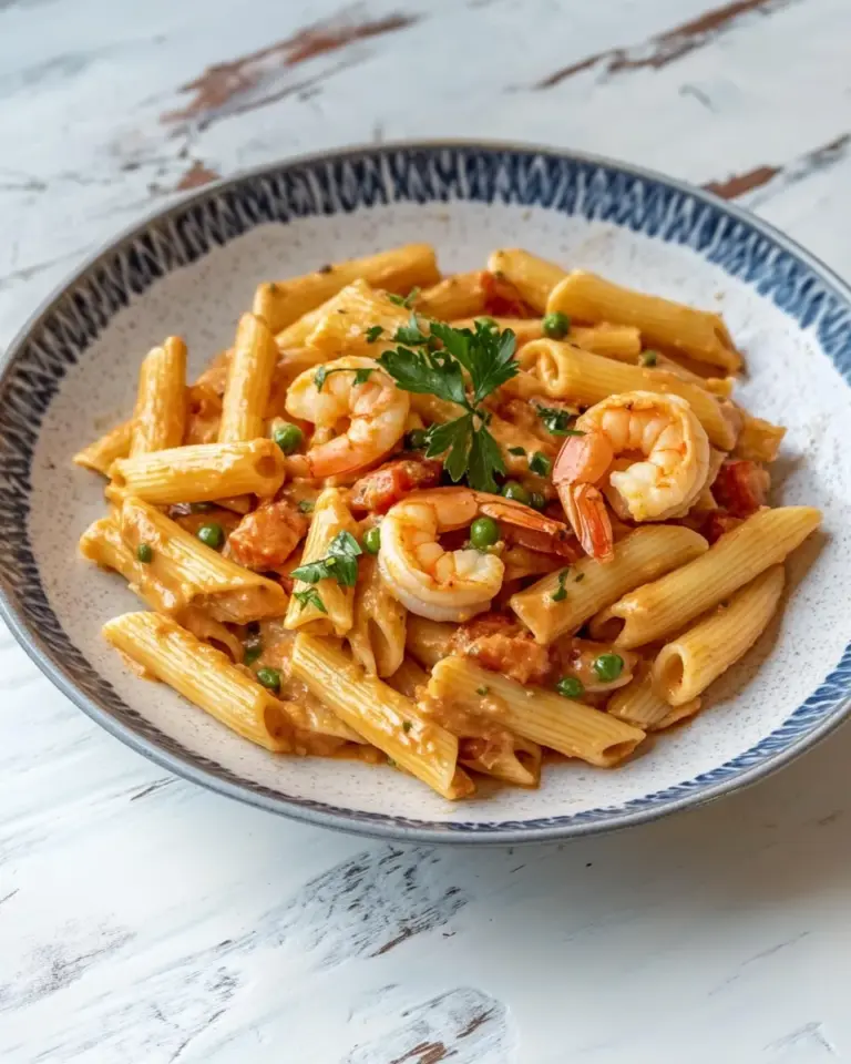 Homemade Shrimp and Pea Rigatoni photo