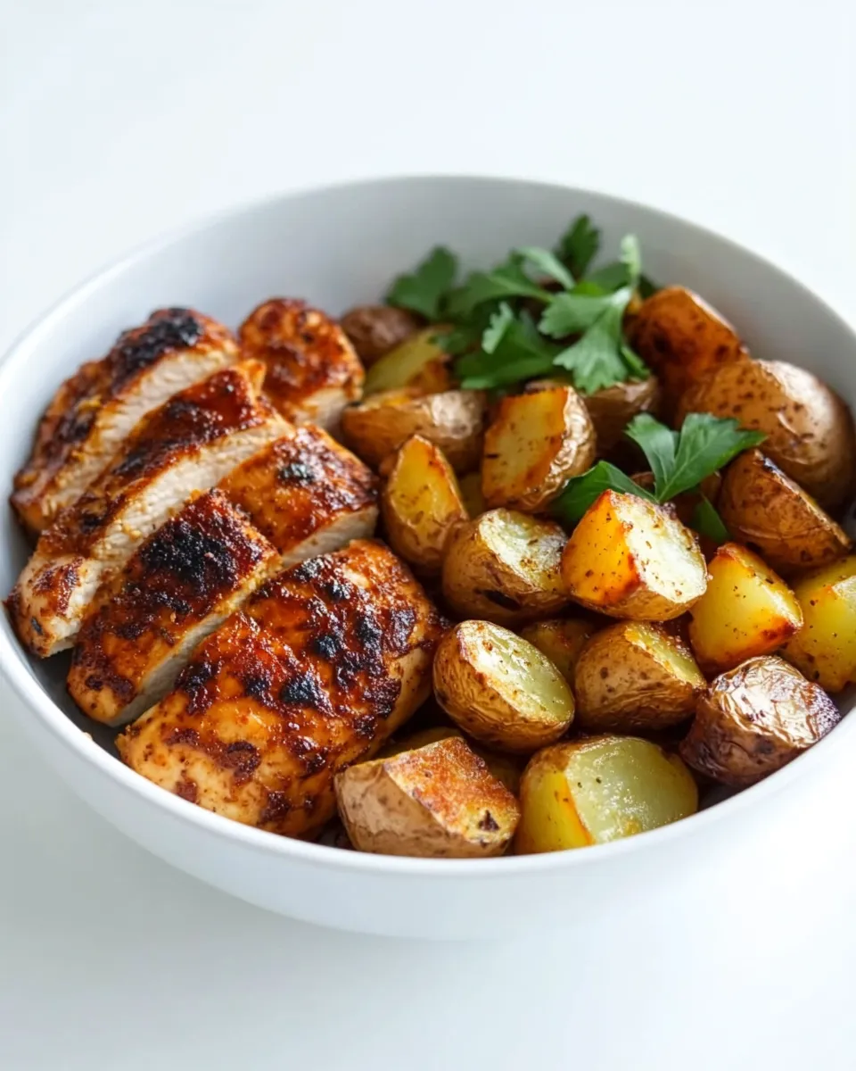 Delicious Skinny Chicken and Roasted Potato Bowl image