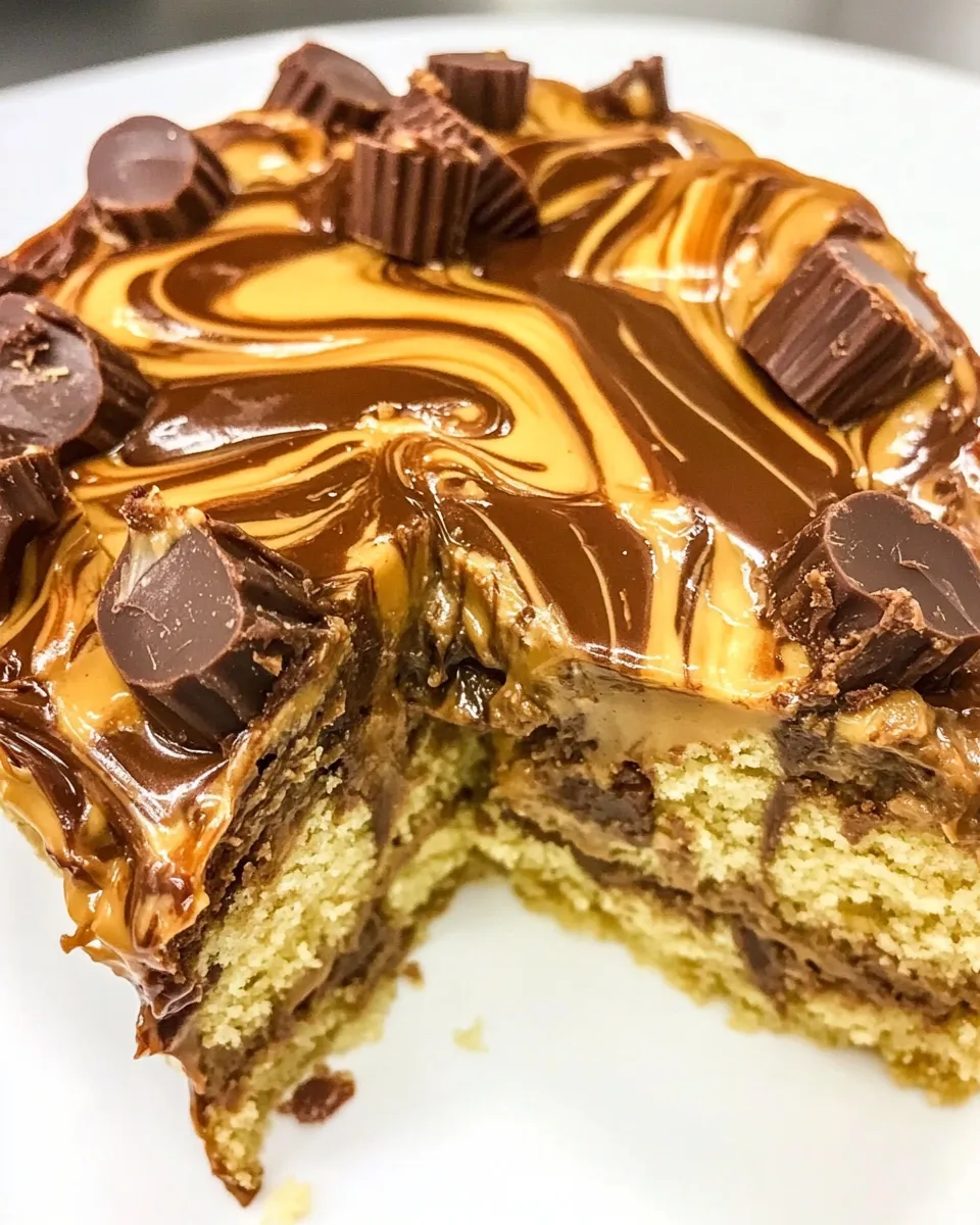 Classic Slow Cooker Peanut Butter Cup Swirl Cake image