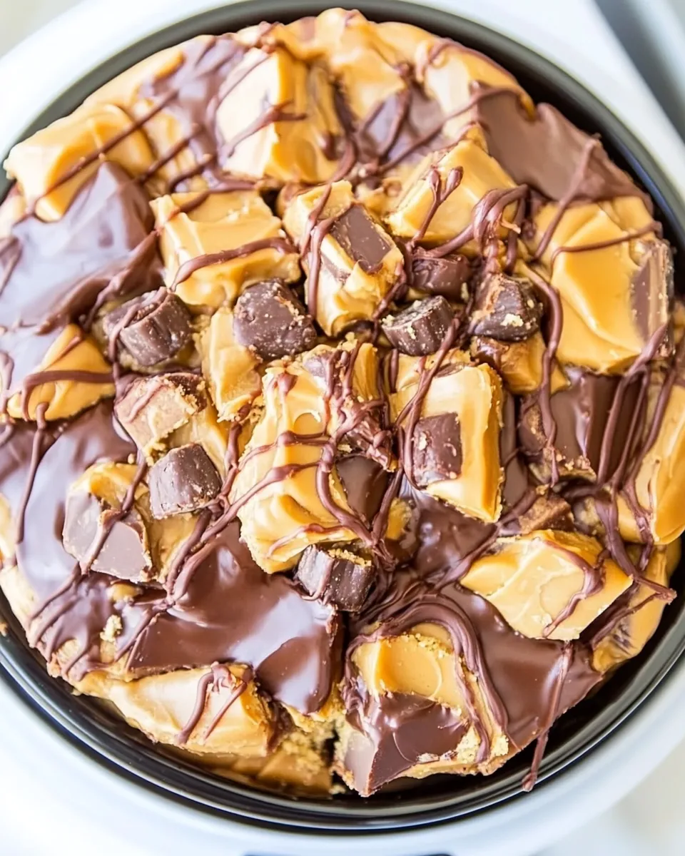 Easy Slow Cooker Peanut Butter Cup Swirl Cake shot