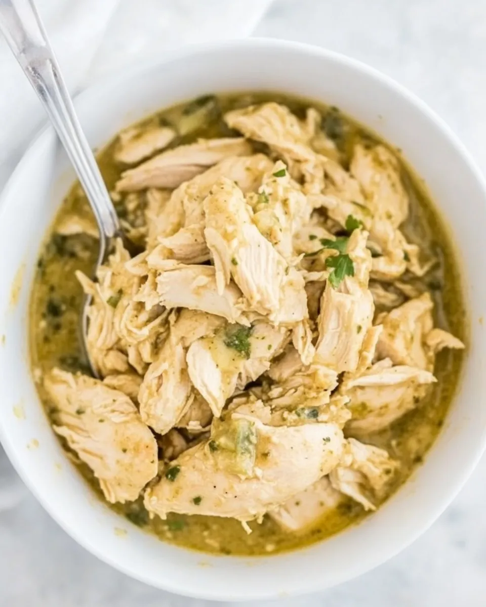 Delicious Slow Cooker Salsa Verde Chicken shot
