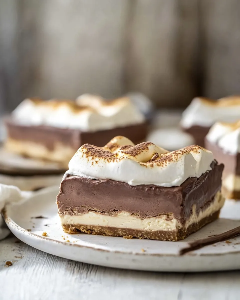 Savory Smores Chocolate Mousse Bars. dish image