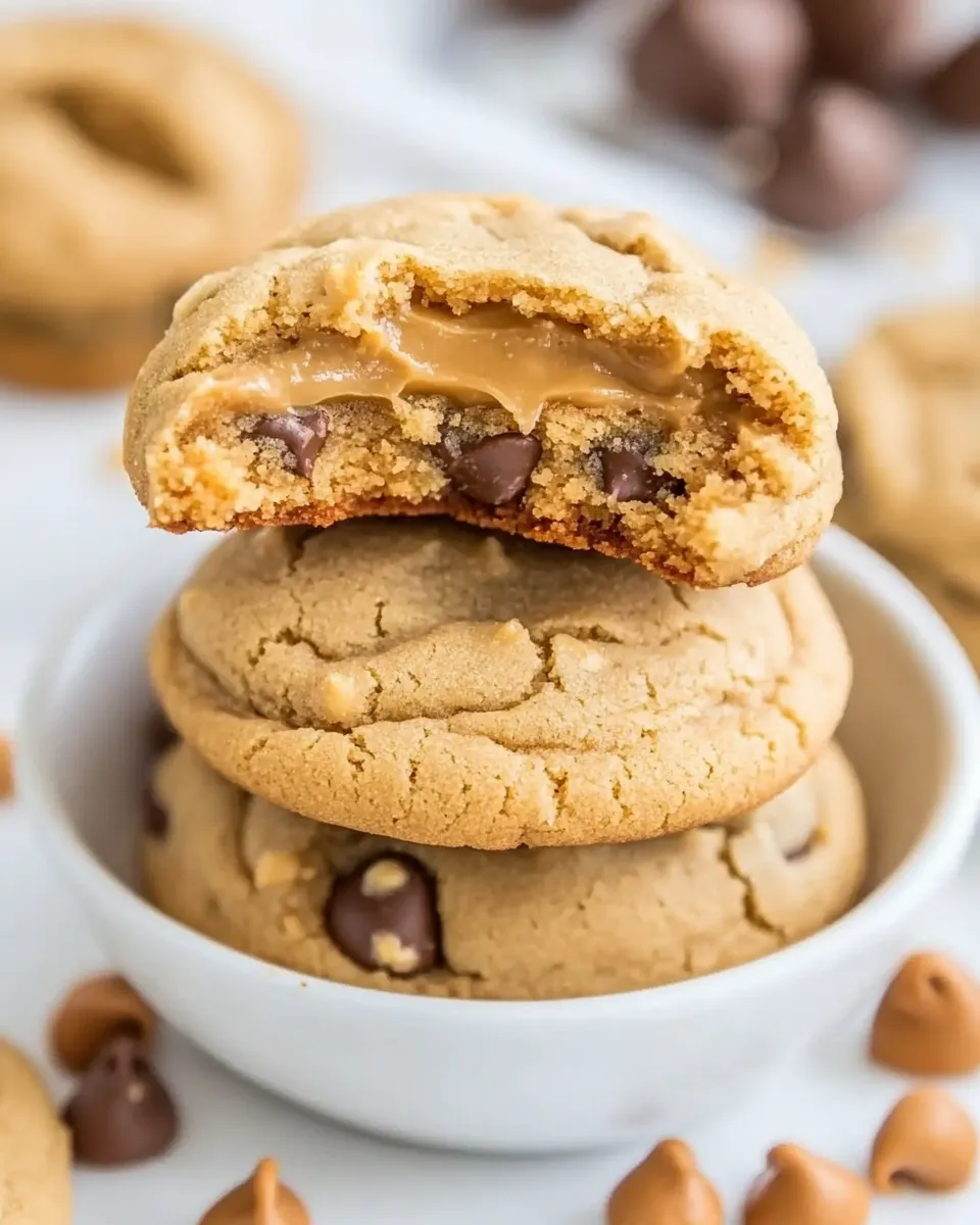 Homemade Soft and Chewy Triple Peanut Butter Cookies shot