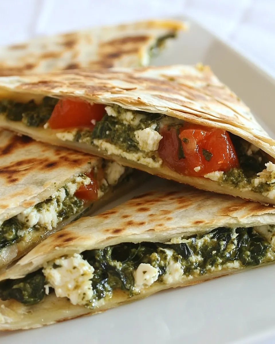 Homemade Spinach & Tomato Quesadilla with Pesto photo