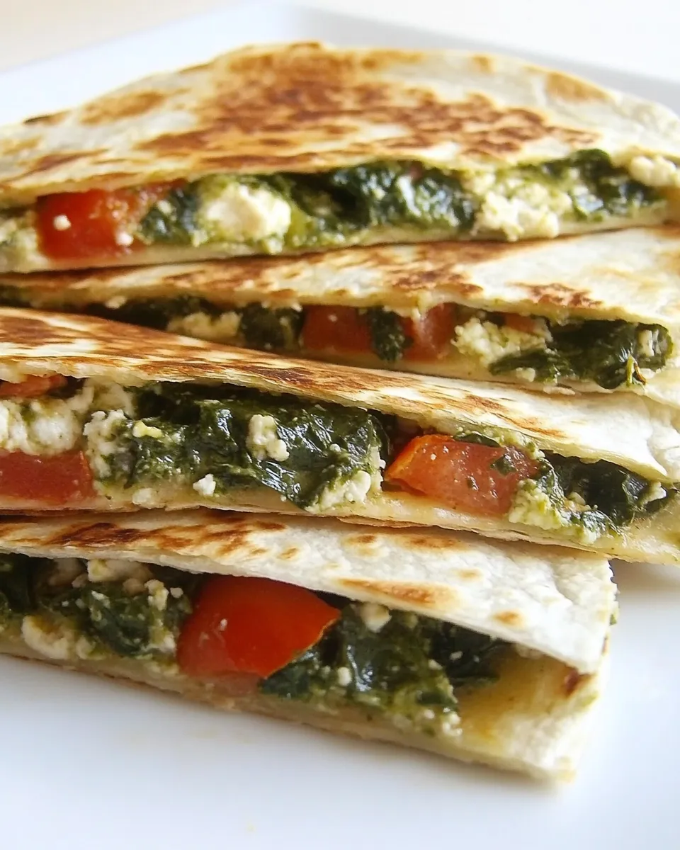 Delicious Spinach & Tomato Quesadilla with Pesto image