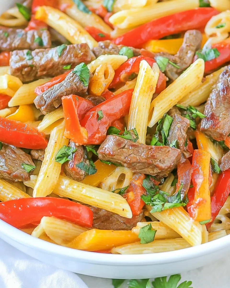 Delicious Steak Fajita Pasta shot
