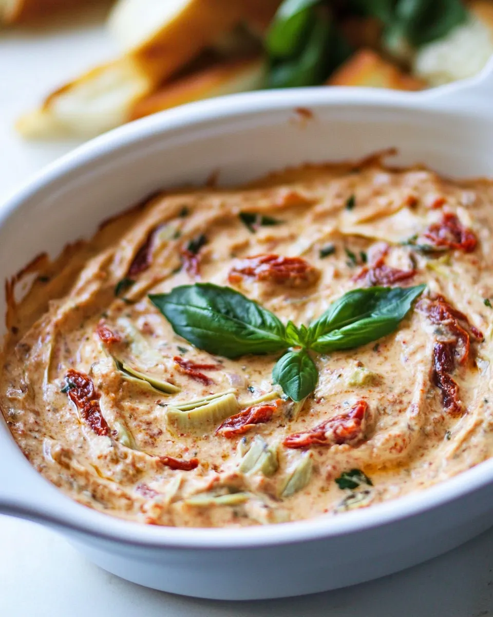 Easy Sun-Dried Tomato and Artichoke Dip recipe photo