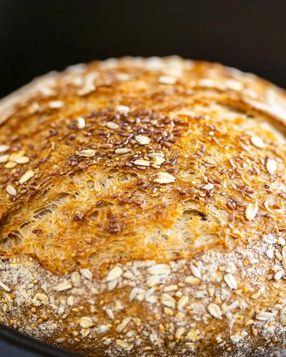 Homemade Sunflower and Flax Seeds Whole Wheat Cast Iron Bread photo