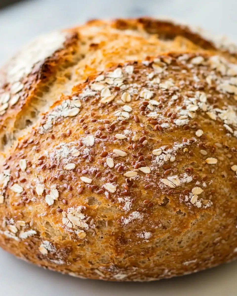 Delicious Sunflower and Flax Seeds Whole Wheat Cast Iron Bread shot