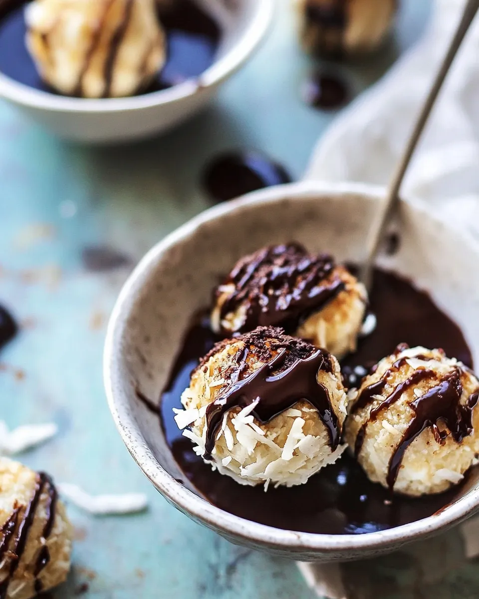 Homemade Sweet Cuban Coconut Balls with Melted Chocolate (Coquito Acaramelado). image