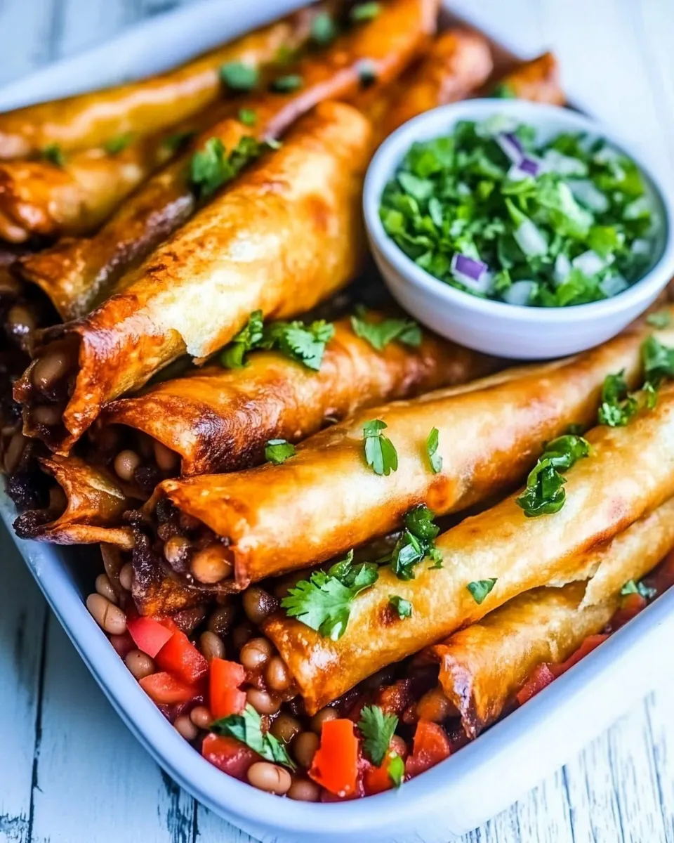 Homemade Taquitos with Cheese, Beans, and Green Chiles photo