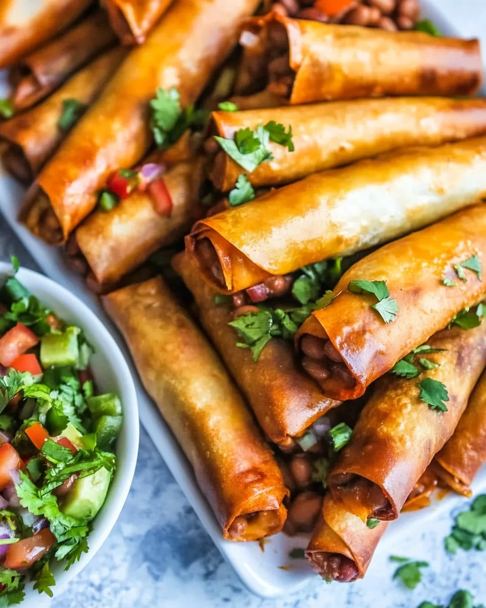 Delicious Taquitos with Cheese, Beans, and Green Chiles image