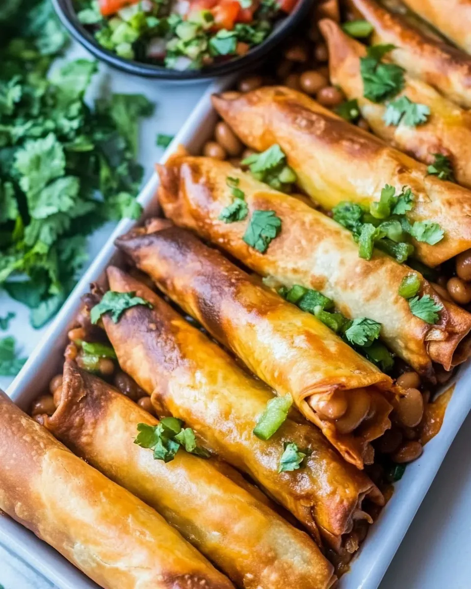 Savory Taquitos with Cheese, Beans, and Green Chiles recipe photo