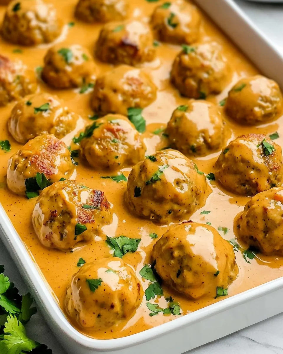 Quick Thai Chicken Meatballs with Peanut Sauce shot