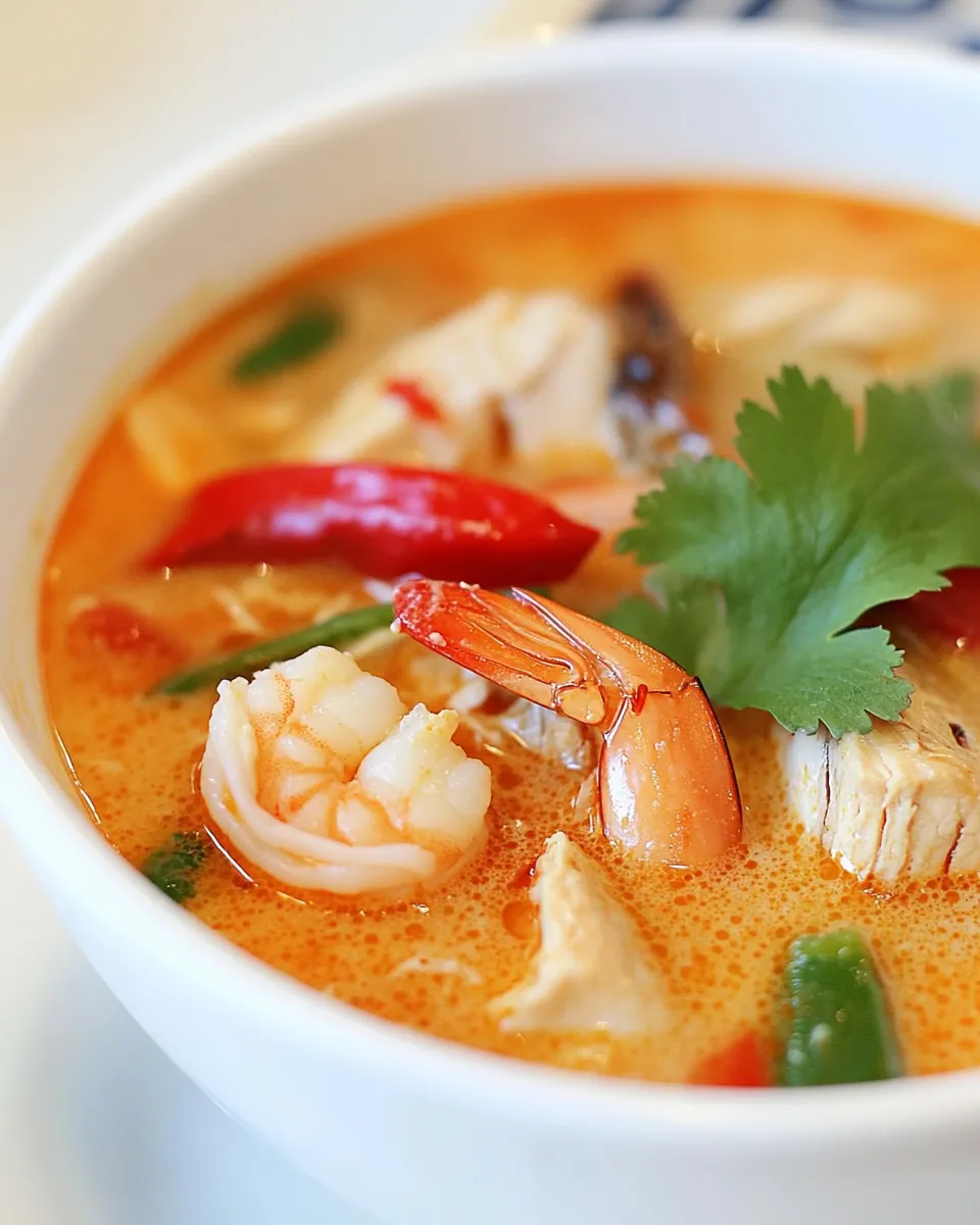 Classic Thai Coconut Soup With Chicken And Shrimp image