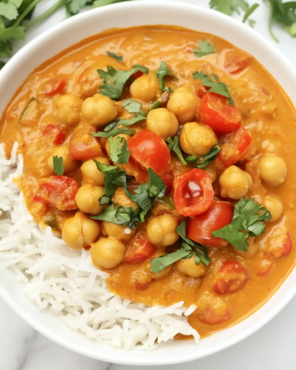 Easy Tomato Chickpea Curry Recipe shot