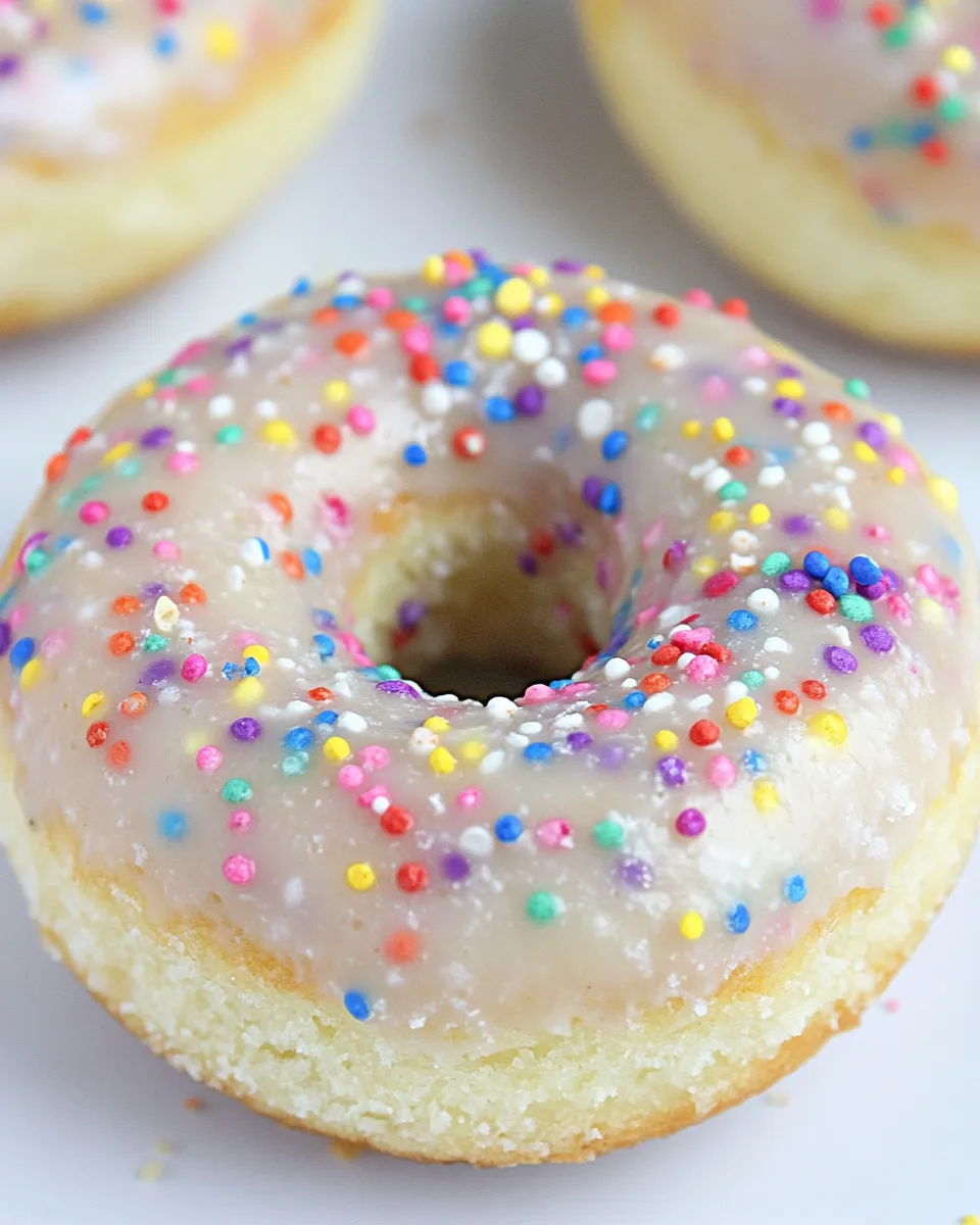 Delicious Vanilla Frosted Funfetti Donuts (Baked and Super Easy) shot