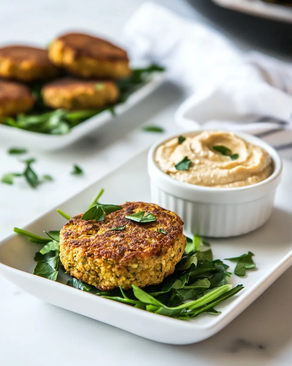 Homemade Vegan Cauliflower Fritters With Hummus photo