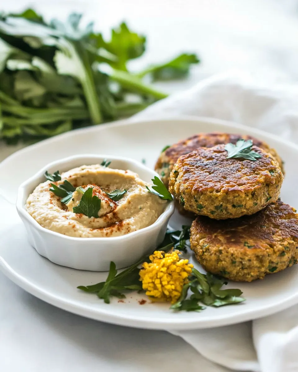 Easy Vegan Cauliflower Fritters With Hummus recipe photo