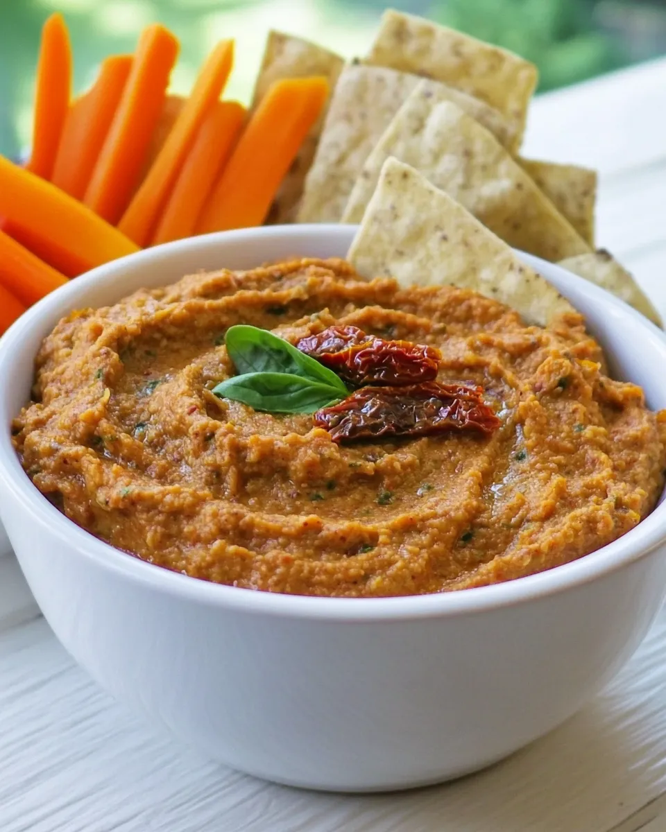Savory White Bean & Sun-dried Tomato Pesto Dip food shot