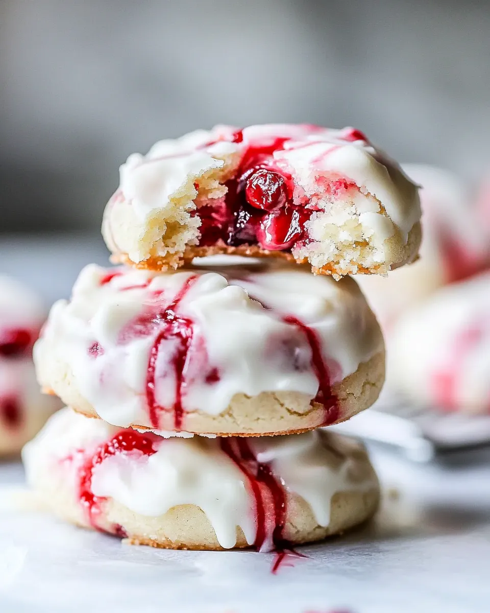Perfect White Chocolate Cherry Shortbread Cookies shot
