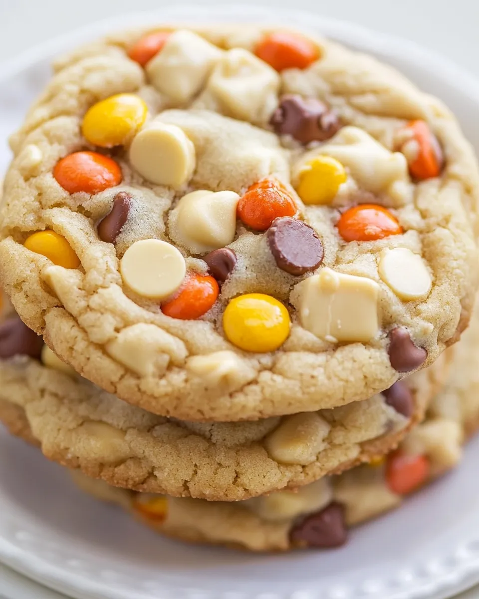 Homemade White Chocolate Reeses Pieces Peanut Butter Chip Cookies photo