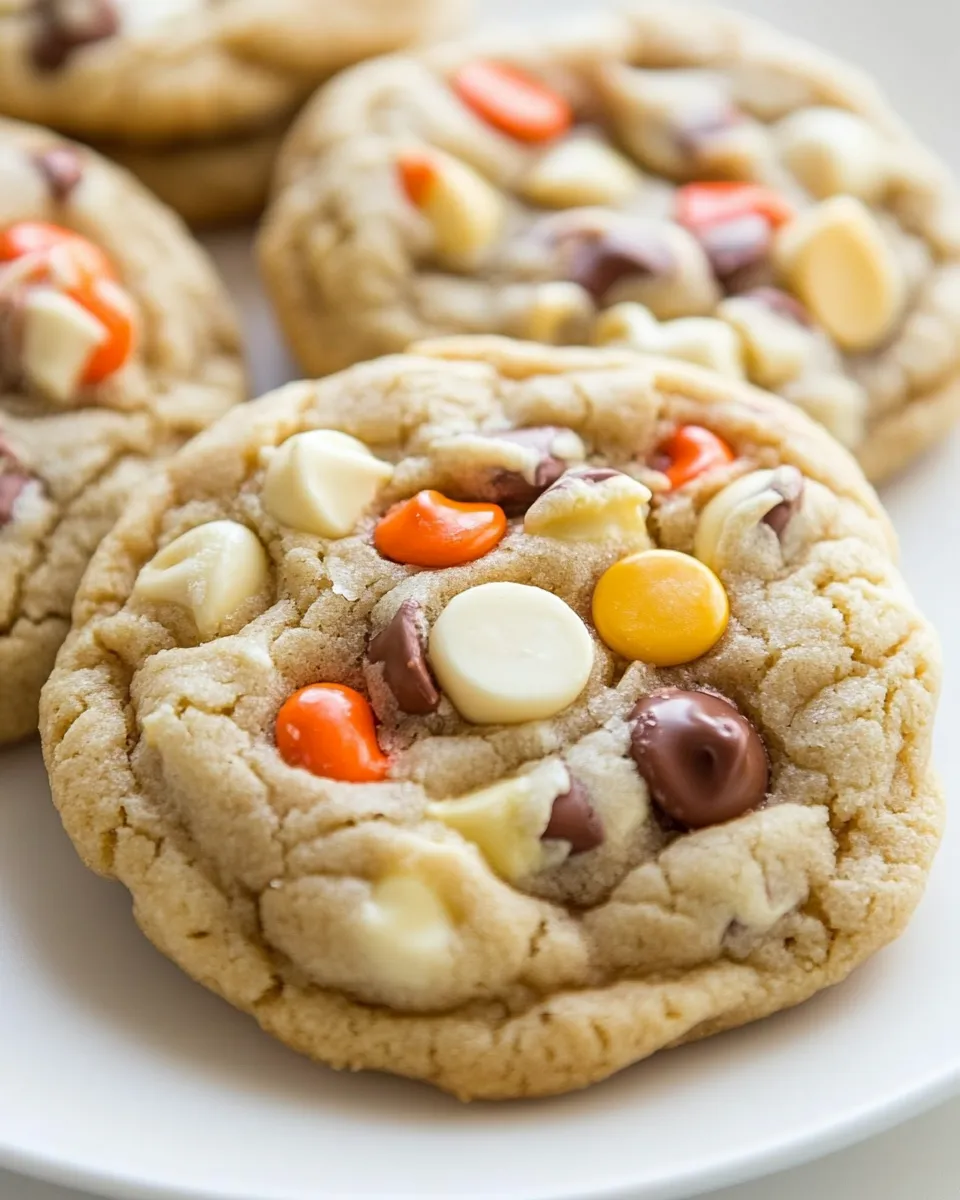 Classic White Chocolate Reeses Pieces Peanut Butter Chip Cookies image